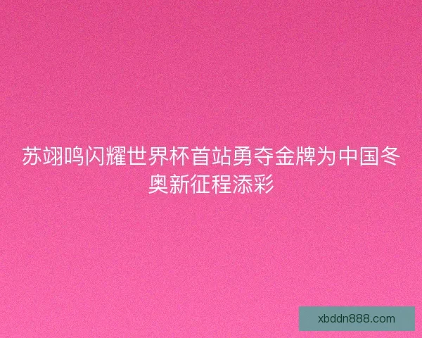 苏翊鸣闪耀世界杯首站勇夺金牌为中国冬奥新征程添彩